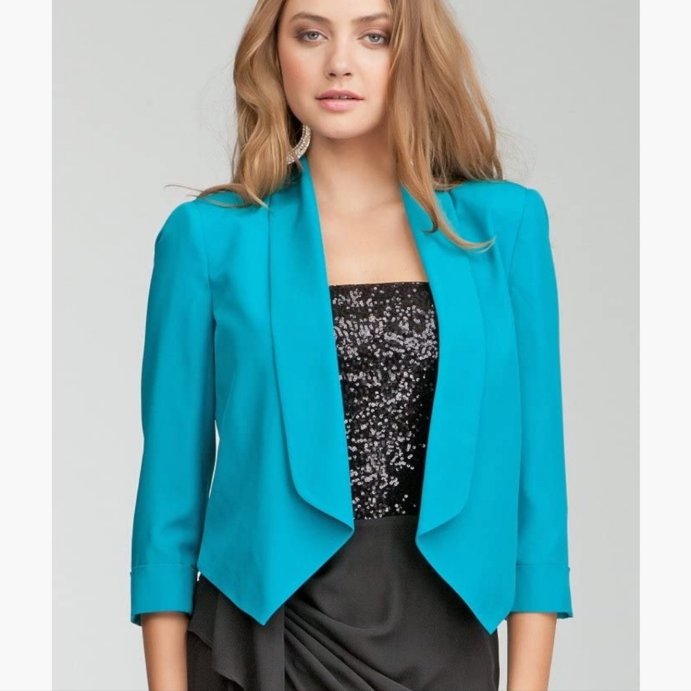 Bebe 3/4 Sleeve Shawl Collar Crop Jacket